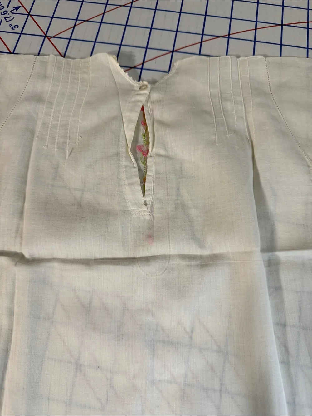 Antique 1920s Baby Shirt Hand Embroidered Batiste Heirloom Sewing Pintucks